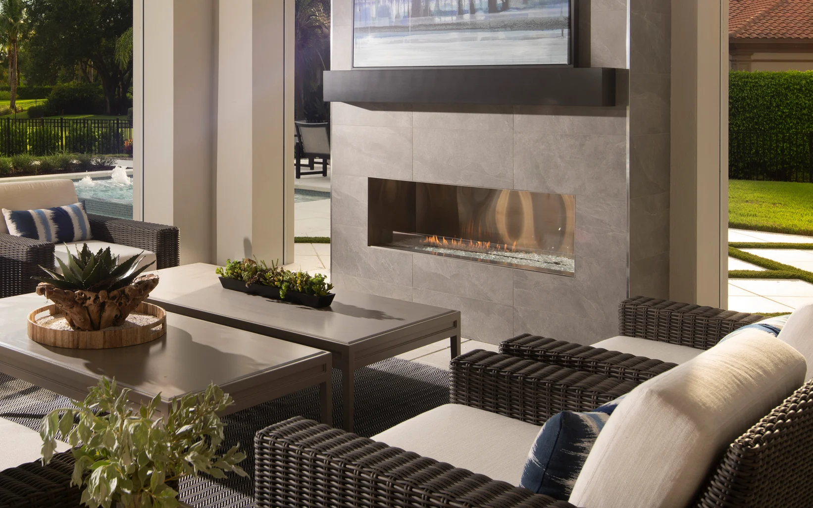 Cozy outdoor fireplace