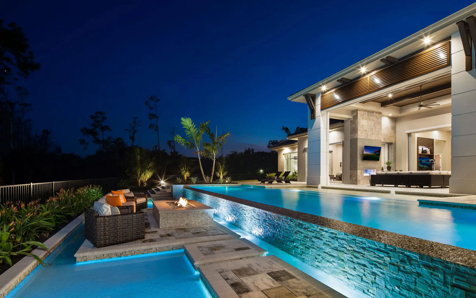 Outdoor pool at night